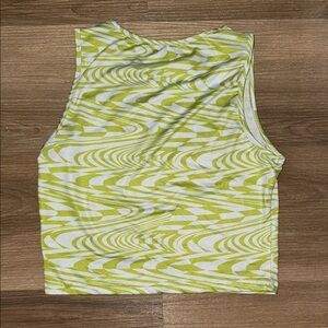 SHEIN Green and White Sleeveless Crop Tank Top